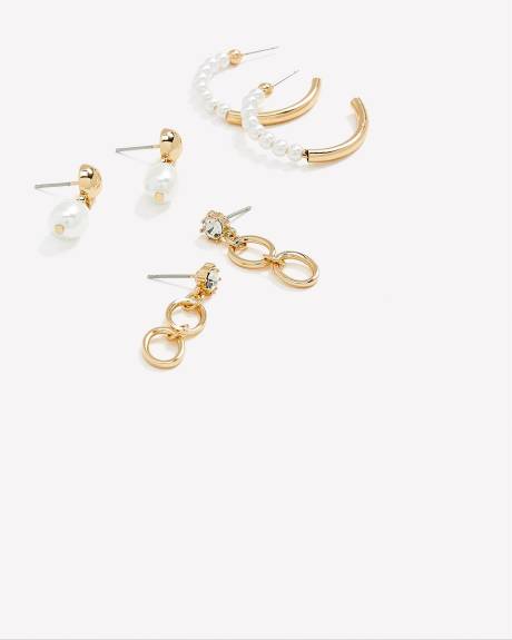 Boucles d'oreilles avec perles, ens. de 3