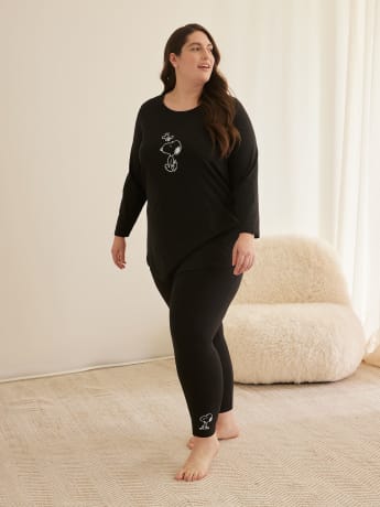 Legging pyjama noir avec imprimé Snoopy - ti Voglio