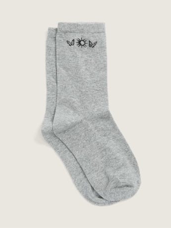 Crew Socks with Butterfly Placement Print