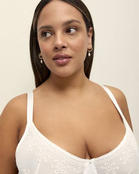 Soutien-gorge blanc non doublés avec broderie et maille, avec armatures - Déesse Collection