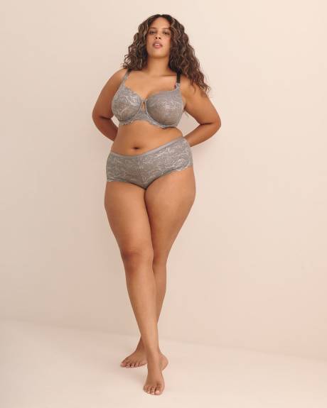 Grey Underwire Foil Lace Bra - Déesse Collection