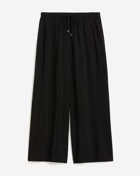 Black Palazzo-Leg Pant with Elastic Waistband