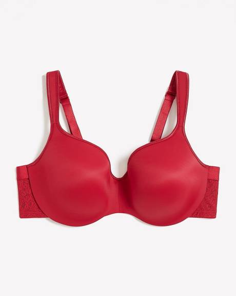 Red Microfibre Underwire T-Shirt Bra with Lace - ti Voglio