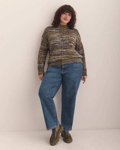 Pull en tricot chiné à col montant