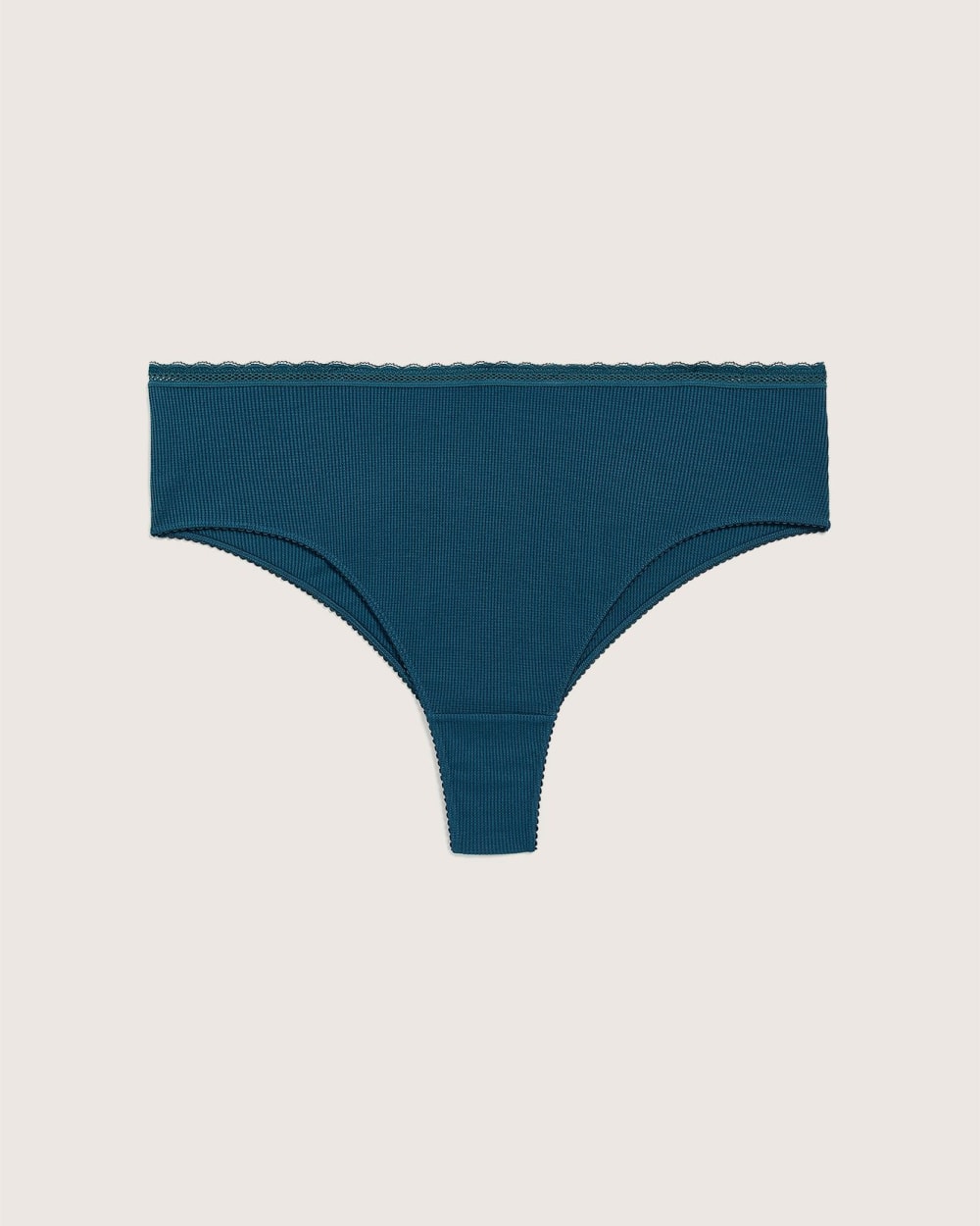 Waffle Knit Cheeky Brief with Scalloped Lace - ti Voglio | Penningtons