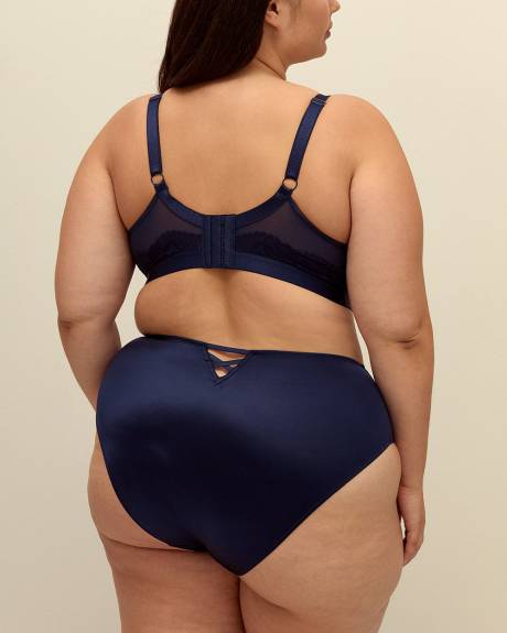 Blue High-Cut Satin and Lace Brief - Déesse Collection