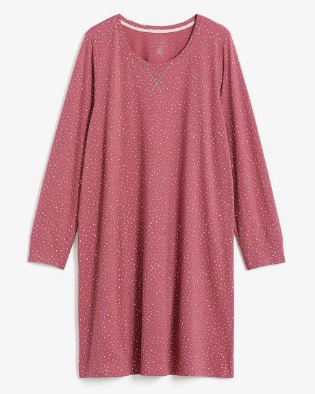 Dotted Long-Sleeve Short Sleepshirt - ti Voglio