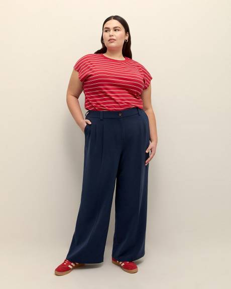 Petite, Blue Wide-Leg City Pant