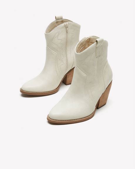 Extra Wide Width, Faux Leather Western Bootie