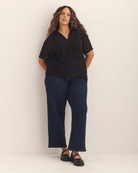 Short-Sleeve Sheer Polo Top