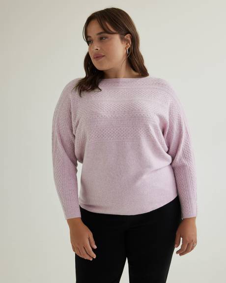 Cable Knit Sweater with Dolman Sleeves