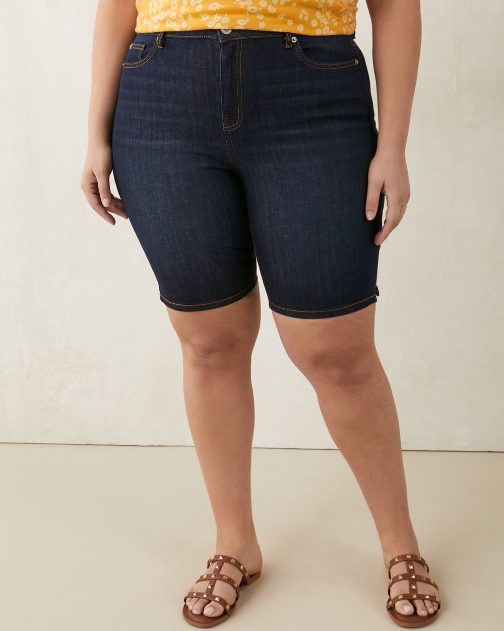 dark denim bermuda shorts