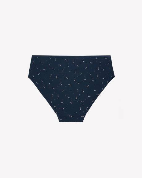 Dark Blue High-Cut Cotton Brief with Candy Cane Print - ti Voglio