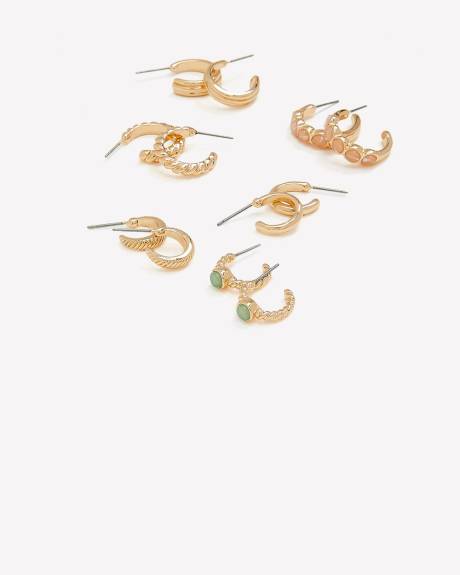 Assorted Mini Golden Hoop Earrings, Set of 6