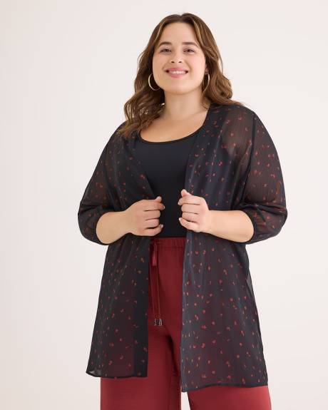 Cardigan kimono à motifs avec manches papillons