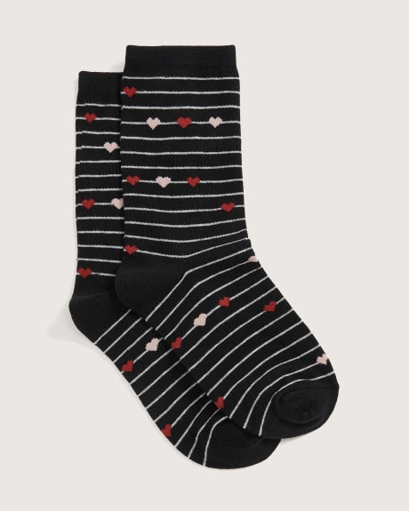 Crew Socks, Stripes and Hearts Print - In Every Story