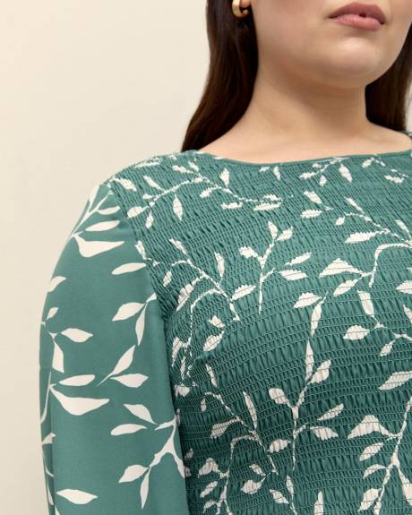 Blouse évasée avec smocks, tissu responsable