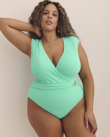 Maillot une-pièce bleu à petites manches - Bleu by Rod Beattie