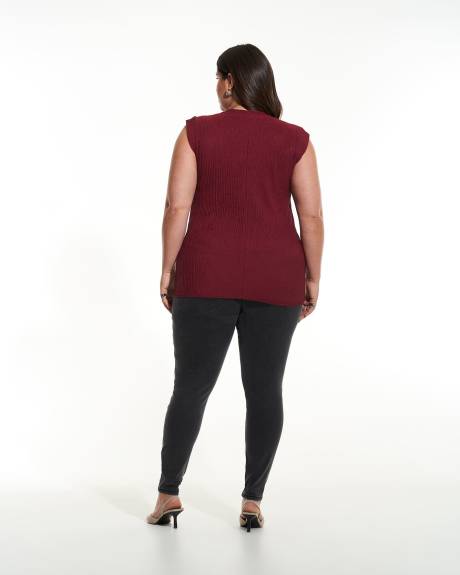 Textured Knit V-Neck Top - Addition Elle