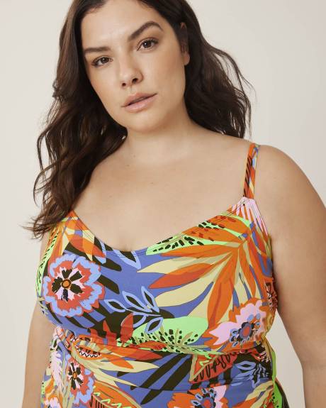 Tankini à motif tropical, avec armature flottante - Bleu Rod Beattie