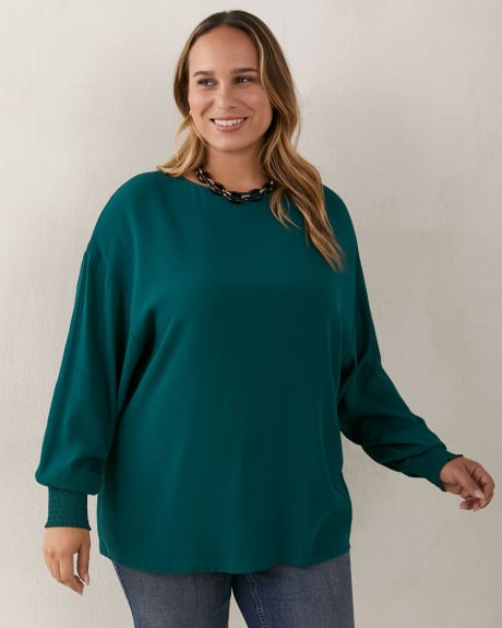 Drop Shoulder Blouse With Smocking - In Every Story