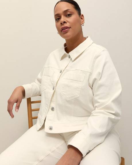 Responsible, Cropped White Denim Trucker Jacket - d/C JEANS