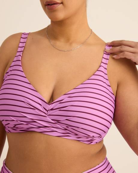 Bikini violet croisé à rayures