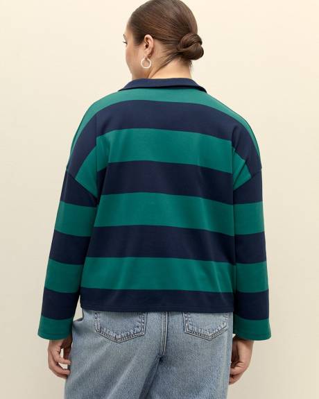 Cotton Striped Polo Sweatshirt