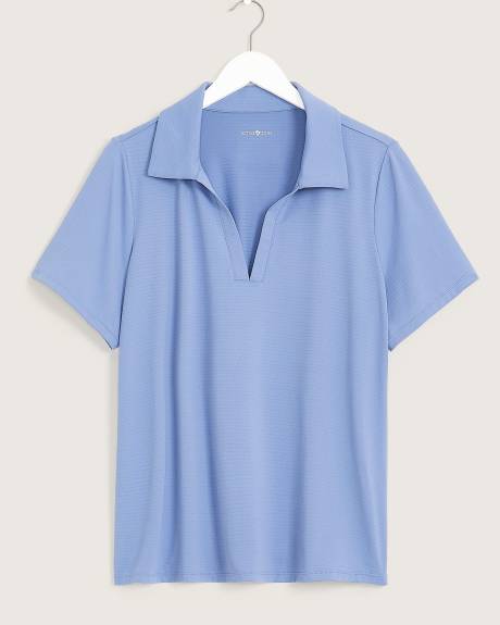 Polo à manches courtes et encolure en V en jacquard - Active Zone