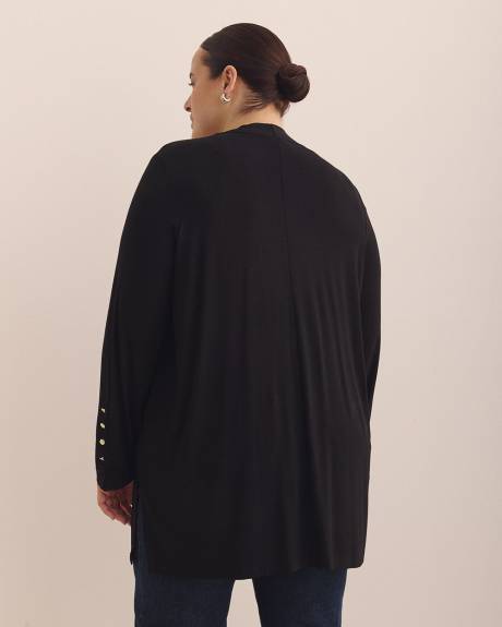 Black Long-Sleeve Open Cardigan