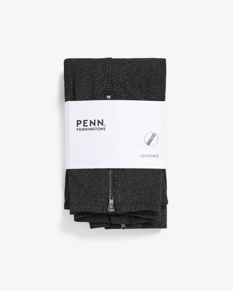 Legging tendance noir texturé avec ourlet à fermeture éclair