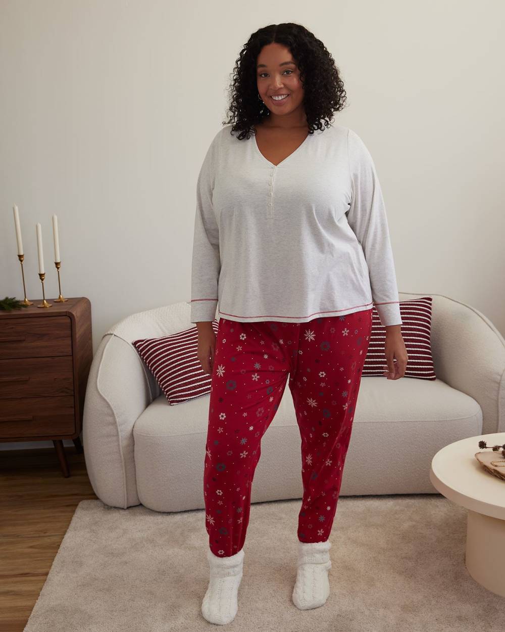 Heather Henley Tee with Jogger Pyjama Set - ti Voglio