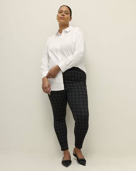 Textured Black Plaid Legging with Side Slit - PENN. Essentials
