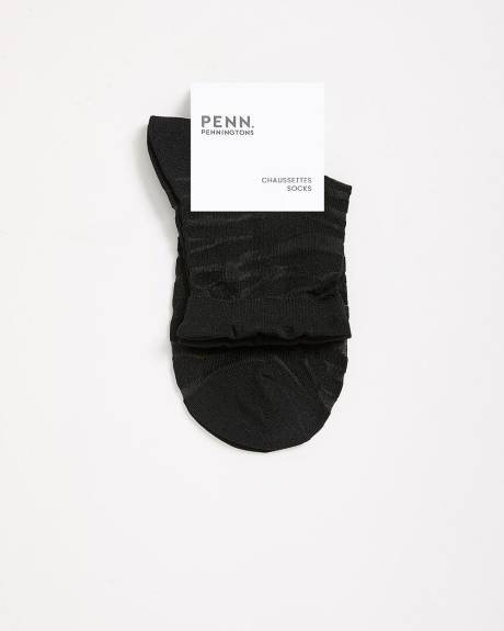 Chaussettes courtes noires en maille à motif zébré