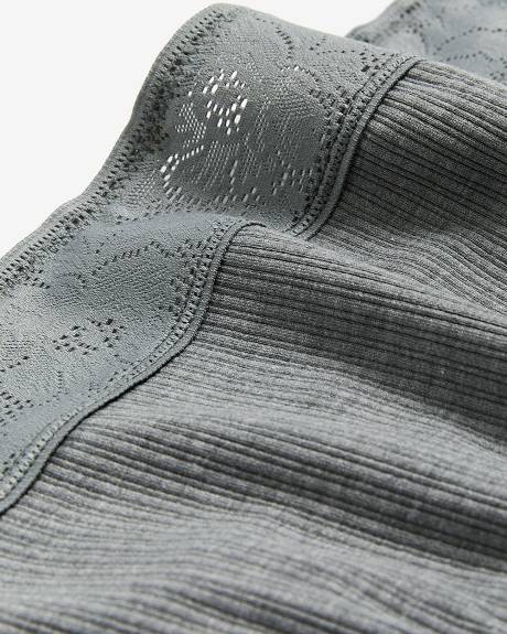 Culotte tanga côtelée chinée avec bande de taille en dentelle - ti Voglio