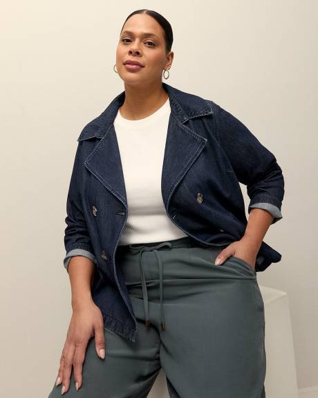 Responsible, Denim Double-Breasted Short Trench Coat - d/C JEANS