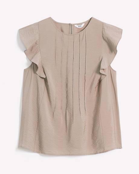 Blouse à manches courtes volantées avec plis décoratifs