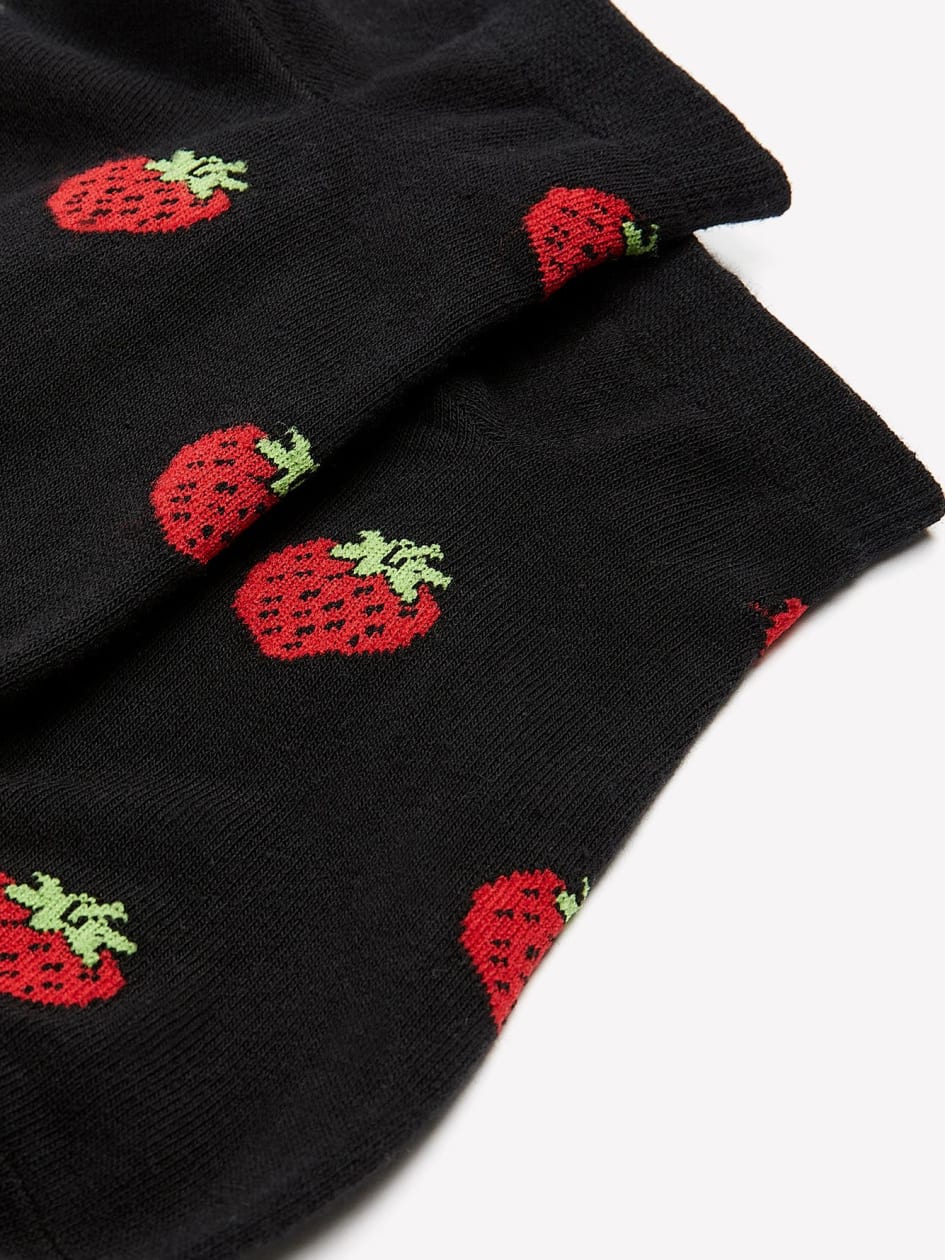 Ankle Socks with Strawberry Print