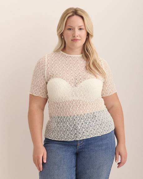 Haut en dentelle avec ourlet festonné - Addition Elle