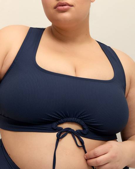Dark Longline Ribbed Bikini Top