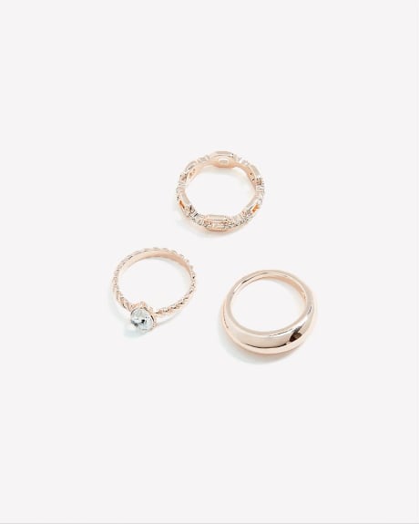 Assorted Rose Gold Fancy Rings, Set of 3