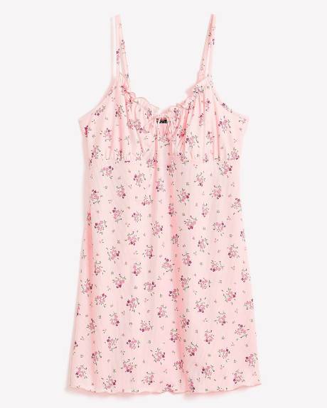 Floral Sleeveless Lettuce Edge Nightdress - ti Voglio