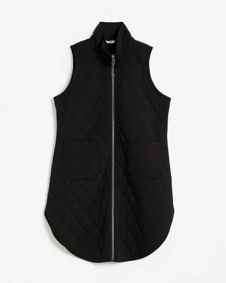 Long Black Quilted Vest with Pockets - Active Zone | Penningtons