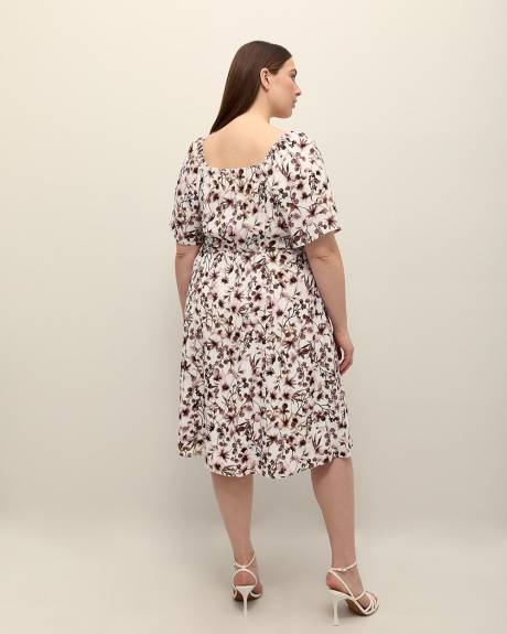 Robe boutonnée cintrée et évasée fleurie - Addition Elle