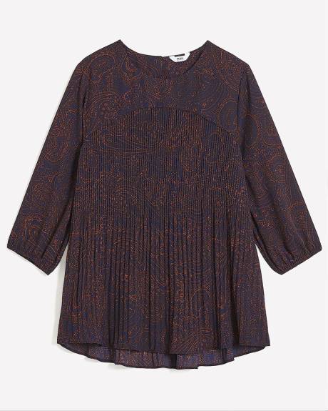 Blouse à manches trois-quarts à plis décoratifs, tissu responsable