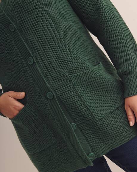 Shaker Stitch Crewneck Tunic Cardigan