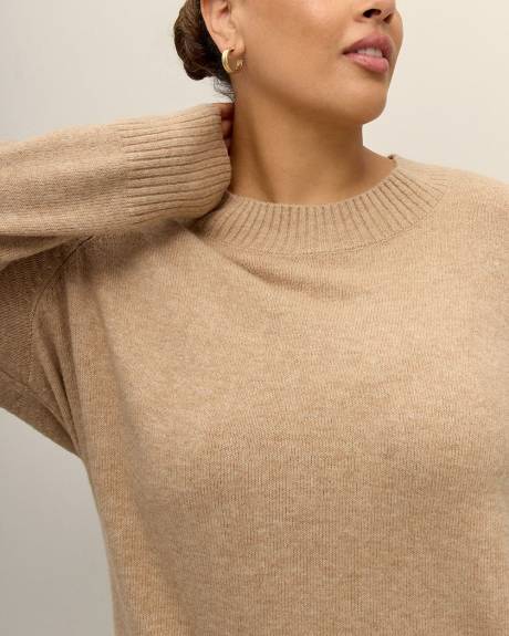 Crewneck Sweater with Fancy Stitch Hem