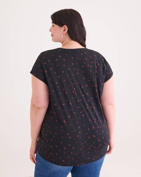 A-line Knit Top with Lace-Up V-Neck