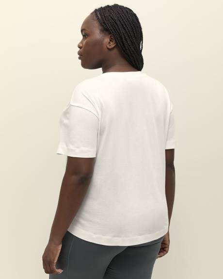 White Cropped T-Shirt with Shirring Detail - Active Zone
