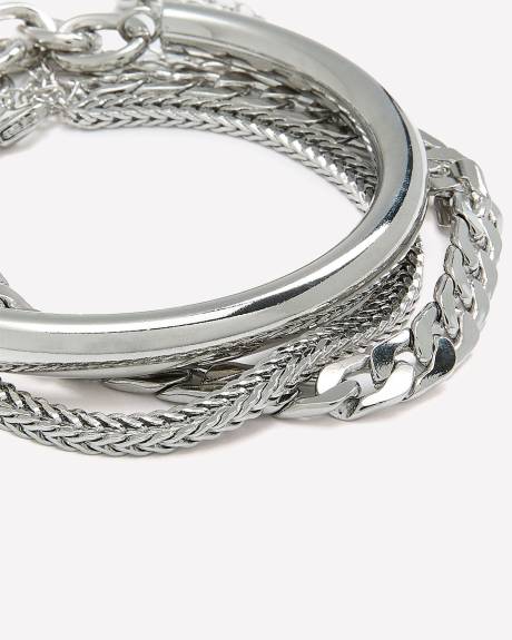 Assorted Cuff and Chain Bracelets, Set of 3